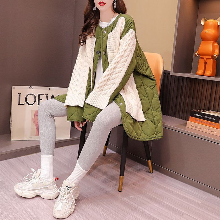 Women's Patchwork Sweater Cardigan Mid-length - Livefree