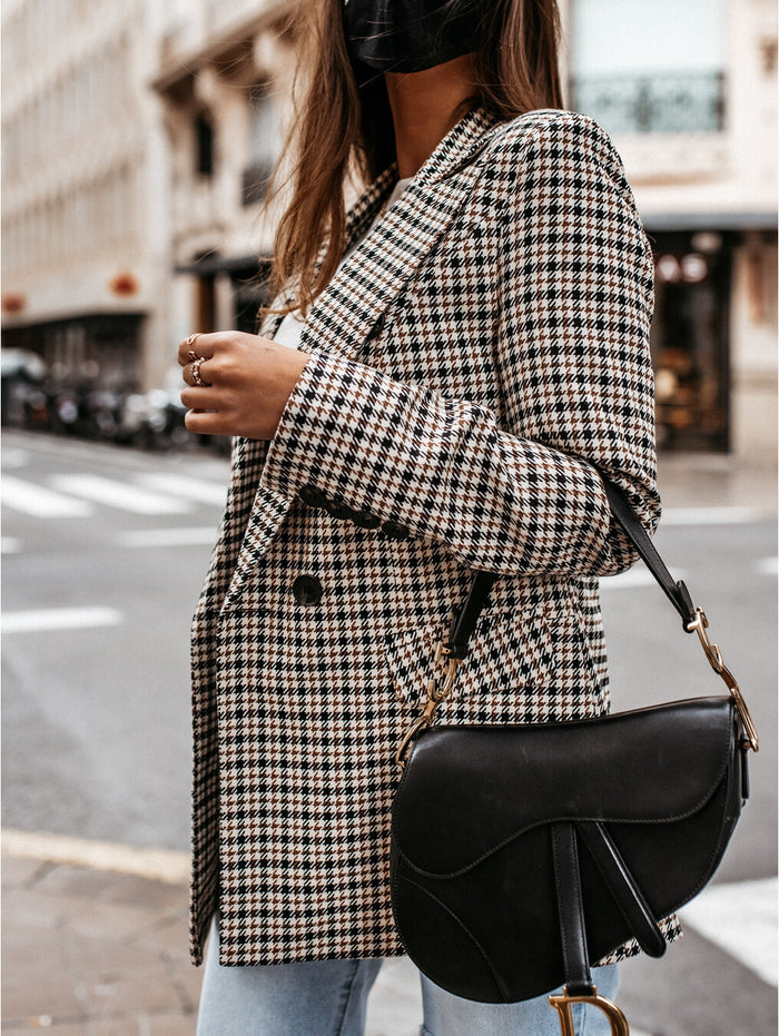 Women's Winter Plaid Long Suit Jacket - Livefree