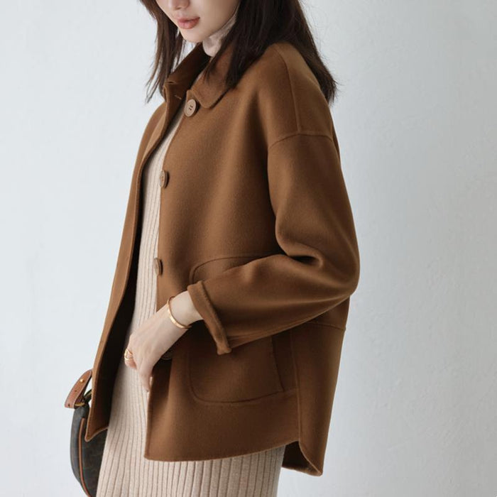 Woolen Solid Color Baggy Coat - Livefree