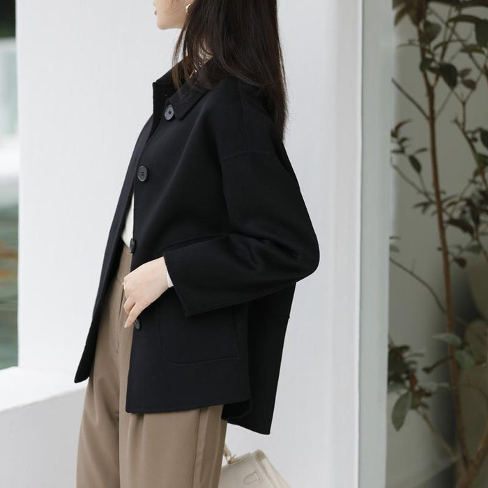 Woolen Solid Color Baggy Coat - Livefree
