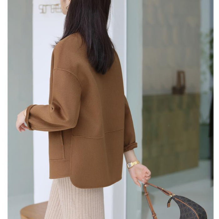 Woolen Solid Color Baggy Coat - Livefree
