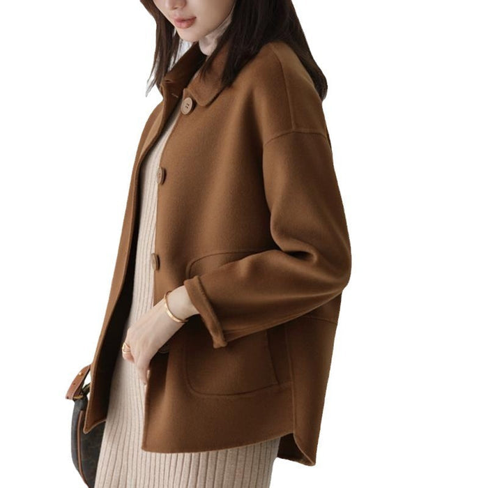 Woolen Solid Color Baggy Coat - Livefree
