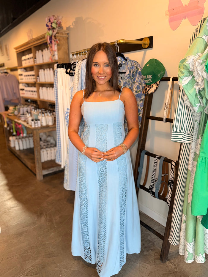 Woven Lace Panel Maxi Dress