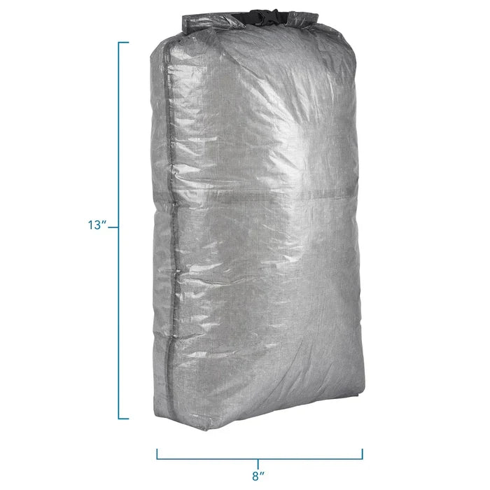Zpacks Big Dry Bag in grey – studio view with dimensions