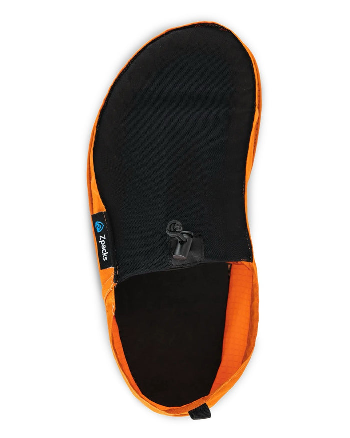 Zpacks Deluxe Camp Shoes in orange – top-down interior view
