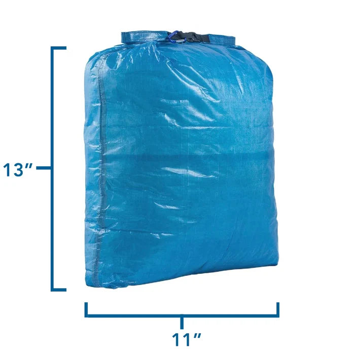 Zpacks Large Food Bag in blue – studio view with dimensions
