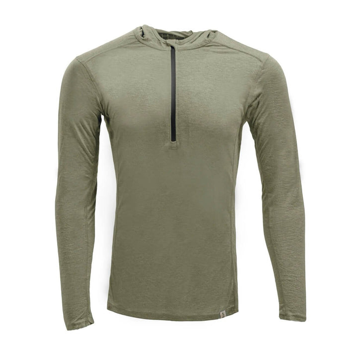 Zpacks Mirage Merino Sun Hoody in Light Olive, front – studio view