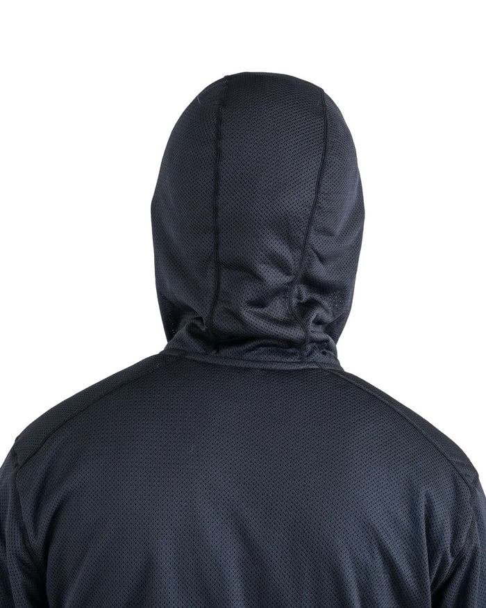 Zpacks Octa Fleece Hoody in black – hood up, rear view