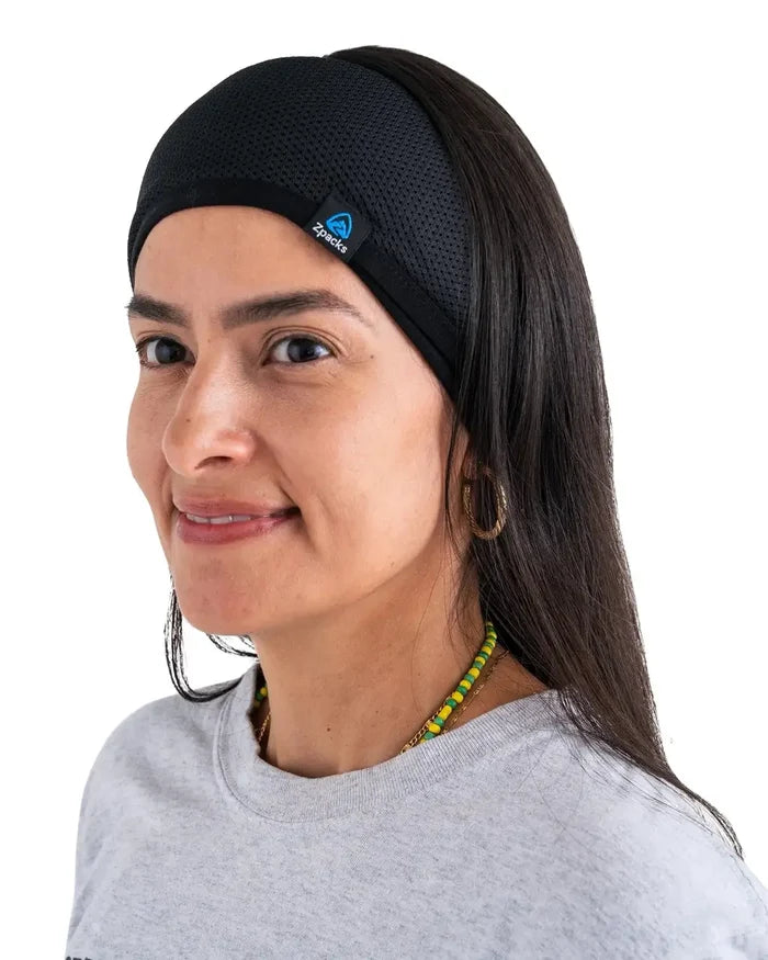 Zpacks Octa Fleece Neck Gaiter in black – worn as a headband