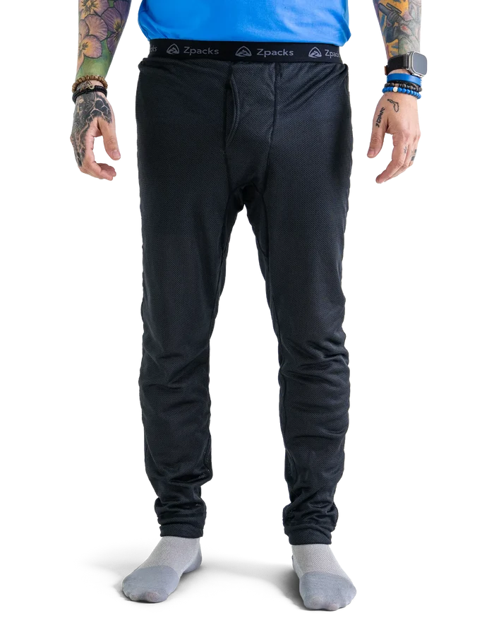 Zpacks Octa Fleece Thermal Bottoms in black – worn, front view