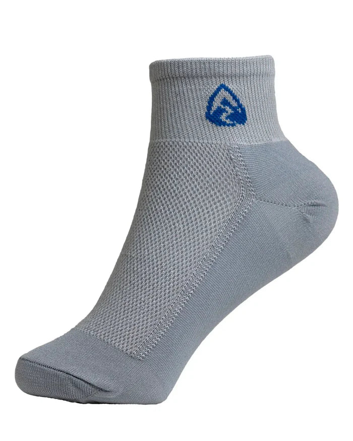 Zpacks Trail Cool Socks in grey – single sock, studio view