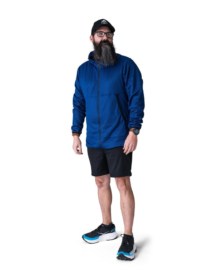 Zpacks Travel & Trail Convertible Hiking Pants in black – converted to shorts, worn