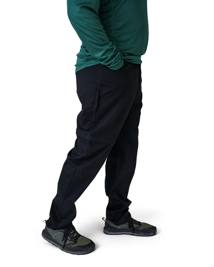 Zpacks Travel & Trail Convertible Hiking Pants in black – worn, side view