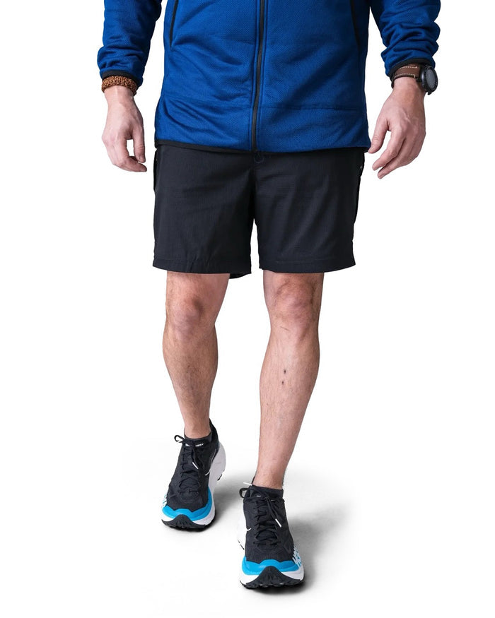 Zpacks Travel & Trail Convertible Hiking Pants in black – shorts, worn front view