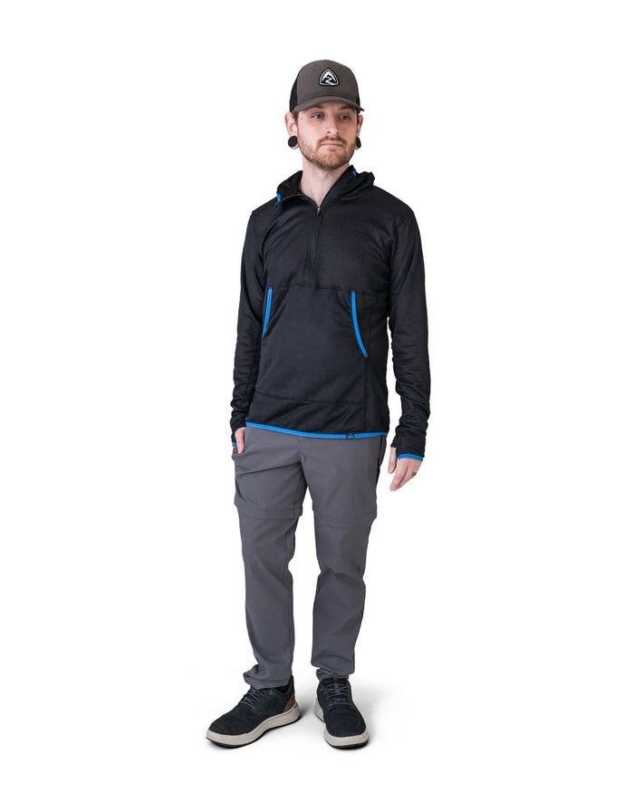 Zpacks Travel & Trail Convertible Hiking Pants in grey – worn, full-length front