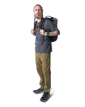 Zpacks Travel & Trail Hiking Pants in olive – worn with a backpack, front
