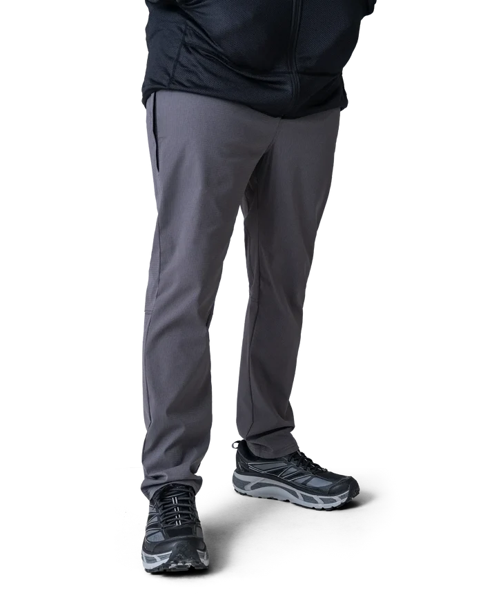Zpacks Travel & Trail Hiking Pants in grey – worn, side view