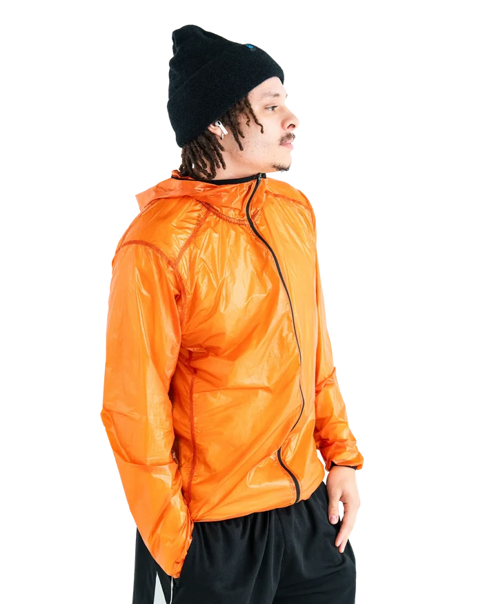 Zpacks Ventum Wind Shell Jacket in orange – worn, side view